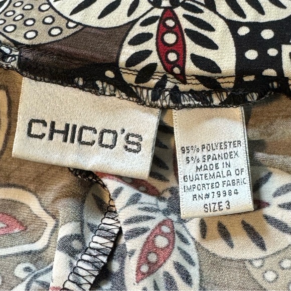 Chico’s 3 (US 16) Brown/Tan Polyester/Spandex Floral Print Elastic Waist Skirt - Picture 8 of 9